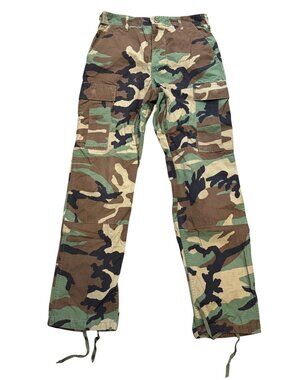 Vintage Military Camouflage Cargo Pants Small Regular Ripstop Cotton Blend Adjus